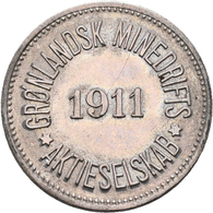 Grönland: Dänische Kolonie 1721-1924: Lot 2 Münzen / Jetons: 10 Öre Und 25 Öre Token 1911 Der Greenl - Altri & Non Classificati