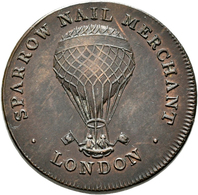 Großbritannien: Ballonfahrt: Bronze Token O. J. (1820), Sparrow Nail Merchant London / Sparrow's Lea - Otros & Sin Clasificación