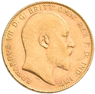 Großbritannien - Anlagegold: Edward VII. 1901-1910: Sovereign 1907, KM# 805, Friedberg 400. 7,97 G, - Autres & Non Classés