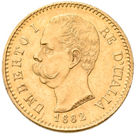 Italien - Anlagegold: Umberto I. 1878-1900: 20 Lire 1882 R - Rom, KM# 21, Friedberg 21. 6,44 G, 900/ - Other & Unclassified