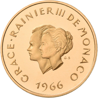 Monaco - Anlagegold: Rainier III. 1949-2005: 200 Francs 1966, 10 Hochzeitstag Mit Grace Kelly. Gad. - Andere & Zonder Classificatie
