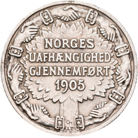 Norwegen: Haakon VII. 1905-1957: 2 Kronen 1906 Auf Die Unabhängigkeit 1905. KM# 363, Ahlström 3. Seh - Norvège