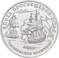 Russland: 150 Rubel 1992, Serie Russische Geschichte, Seeschlacht Von Cesme. KM# 358. ½ OZ Platin. I - Russie