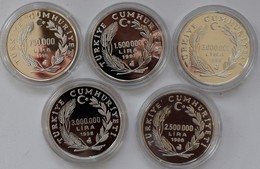 Türkei: Kleines Lot 5 Silber Münzen 1996-1998 Aus Der Inflationszeit. Angefangen Mit 750.000 Lira 19 - Turquie