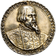 Haus Habsburg: Ferdinand I. 1521-1564: Silbergussmedaille O.J. (1553?) Altvergoldet, Von Joachim Des - Autres – Europe