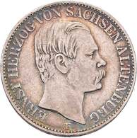 Sachsen-Altenburg: Ernst I. 1853-1908, Vereinstaler 1858 F, AKS 61, Jaeger 113, 18,6 G. Sehr Schön. - Autres & Non Classés