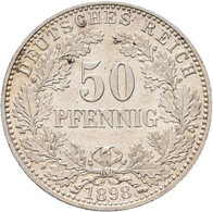 Umlaufmünzen 1 Pf. - 1 Mark: 50 Pfennig 1898 A, Jaeger 15, Vorzüglich. - Taler En Doppeltaler