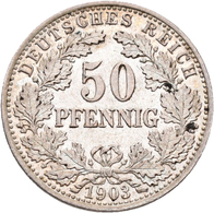 Umlaufmünzen 1 Pf. - 1 Mark: 50 Pfennig 1903 A, Jaeger 15, Vorzüglich. - Taler En Doppeltaler