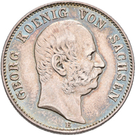 Sachsen: Georg 1902-1904: Lot 2 Münzen: 5 Mark 1903 E, Jaeger 130, Sehr Schön; Dazu 2 Mark 1904 E, J - Taler En Doppeltaler