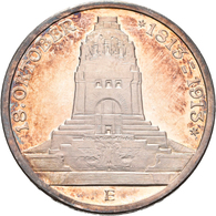 Sachsen: Friedrich August III. 1904-1918: 3 Mark 1913 E, Völkerschlachtdenkmal, Jaeger 140, Prachtex - Taler & Doppeltaler