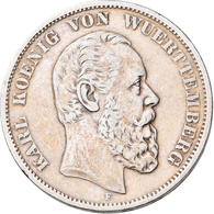 Württemberg: Karl 1864-1891: 5 Mark 1876 F, Jaeger 173, Schön - Sehr Schön. - Taler & Doppeltaler