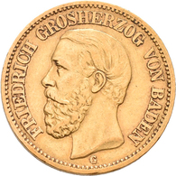 Baden: Friedrich I. 1852-1907: 20 Mark 1872 G, Jaeger 184. 7,89 G, 900/1000 Gold. Sehr Schön. - Pièces De Monnaie D'or