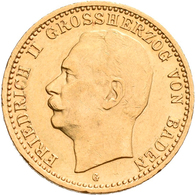 Baden: Friedrich II. 1907-1918: 10 Mark 1909 G, Jaeger 191. 3,98 G, 900/1000 Gold, Kleine Kratzer, S - Pièces De Monnaie D'or