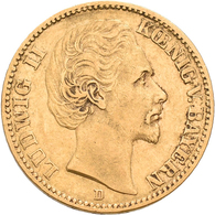 Bayern: Ludwig II. 1864-1886: 20 Mark 1874 D, Jaeger 197. 7,86 G, 900/1000 Gold, Sehr Schön. - Pièces De Monnaie D'or