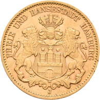 Hamburg: Freie Und Hansestadt: 10 Mark 1910 J, Jaeger 211. 3,97 G, 900/1000 Gold, Winziger Randfehle - Gold Coins