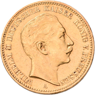 Preußen: Lot 3 Goldmünzen, Wilhelm II. 1888-1918: 20 Mark 1901 A / 1906 A / 1908 A, Jaeger 252. Jede - Monedas En Oro