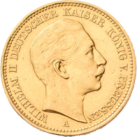 Preußen: Wilhelm II. 1888-1918: 20 Mark 1906 A, Jaeger 252. 7,94g, 900/1000 Gold, Kratzer, Sehr Schö - Pièces De Monnaie D'or