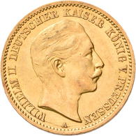 Preußen: Wilhelm II. 1888-1918: 10 Mark 1910 A, Jaeger 251. 3,98 G, 900/1000 Gold, Stempelbruch Unte - Monedas En Oro