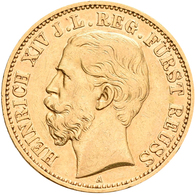 Reuß Jüngerer Linie: Heinrich XIV. 1867-1913: 20 Mark 1881 A, Jaeger 256. 7,91 G, 900/1000 Gold. Auf - Pièces De Monnaie D'or