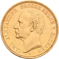 Sachsen-Weimar-Eisenach: Carl Alexander 1853-1901: 20 Mark 1892 A, Jaeger 282. 7,95 G, 900/1000 Gold - Goldmünzen