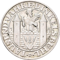 Weimarer Republik: 3 Reichsmark 1928 D, Dinkelsbühl, Jaeger 334, Sehr Schön. - Sonstige & Ohne Zuordnung