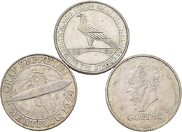 Weimarer Republik: Lot 3 Münzen: 3 Reichsmark 1930 D, Zeppelin, Jaeger 342, Sehr Schön; 3 Reichsmark - Autres & Non Classés