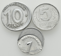 DDR: Fehlprägungen, Lot 3 Münzen: 1 Pfennig 1948/1950, Jaeger 1501, Ca. 30% Dezentriert; 10 Pfennig - Andere & Zonder Classificatie