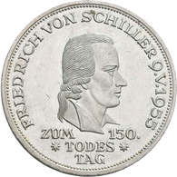 Bundesrepublik Deutschland 1948-2001: 5 DM 1955 F, Friedrich Schiller, Jaeger 389, Kleine Kratzer, F - Andere & Zonder Classificatie