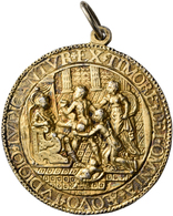 Medaillen - Religion: JUDAICA: Silbermedaille O. J., Vergoldet. Das Urteil Des Salomon/Bau Des Tempe - Zonder Classificatie