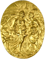 Medaillen - Religion: Ovale Silbergussplakette O. J. Vergoldet, Enthauptung Johannes Des Täufers, 85 - Unclassified