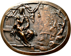 Medaillen - Religion: Süddeutschland: Ovale Bronzeguss–Plakette „Madonna Mit Kind", Nach Vorlage Pet - Unclassified