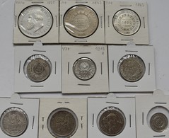 Brasilien: Kleines Lot 10 Silbermünzen (200 - 2.000 Reis) Sowie 22 Münzen Aus Unedlen Metallen Aus B - Brazil