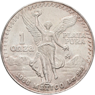 Mexiko: Lot 7 Silbermünzen; 8 Reales 1890, 1 Peso 1910, 2 Pesos 1921, 5 Pesos 1947, 5 Pesos 1953, 25 - Mexique