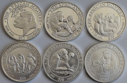 Somalia: Lot 6 X 1 OZ Silber African Monkey Der Jahre 1998-2003. - Altri & Non Classificati