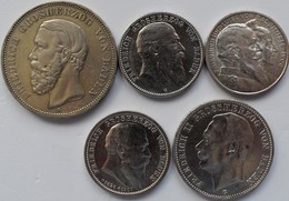 Baden: Lot 5 Münzen (Typensammlung), Dabei: 5 Mark 1901 (J. 29), 2 Mark 1905 (J. 32), 2 Mark 1906 (J - Taler En Doppeltaler