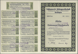 Alte Aktien / Wertpapiere: 1923: Vulkanwerk Aktiengesellschaft Reutlingen, Aktie über 1.000 Reichsma - Autres & Non Classés