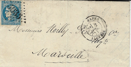 1871- Lettre De JEMMAPES ( Algérie ) Cad T18 Affr. N°46 R2  Oblit. G C 5035 - 1849-1876: Classic Period
