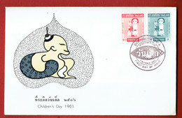 THAILANDE - N°401/ 402  - Série Complète Journée De L'enfance -  FDC De 1963 - Avec La Carte D'origine à L'interieur. - Thailand