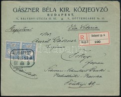 1917 Ajánlott Levél Budapestről Japánba Turul 2 X 25f Bérmentesítéssel, érkezési Bélyegzővel. Ritka Destináció!! / Regis - Otros & Sin Clasificación