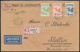 1931 Ajánlott Légi Levél Stettinbe Repülő 1P, 2P, 5P Bérmentesítéssel - Sonstige & Ohne Zuordnung