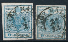 O 1850 2 Db Különböző Színárnyalatú I. Típusú 9kr 'NAGY KÁLL(Ó)' - Andere & Zonder Classificatie