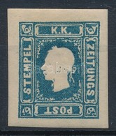 * 1858 Kék Hírlapbélyeg újnyomat, Vízjeles Papír, Festékfoltok - Sonstige & Ohne Zuordnung