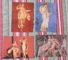 LOT 4 CARTES POSTALES FRESQUES ROMAINES (POMPEII, DIANA ...) TUSHITA FINE ARTS ARCHIVE - Collections & Lots