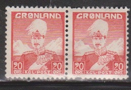 GREENLAND Scott # 20 Pair MH - King Christian X - Pulled Perf - Neufs