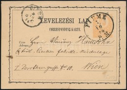 1874 Díjjegyes Levelezőlap / PS-card 'FIUME P. M.' - 'WIEN' - Sonstige & Ohne Zuordnung