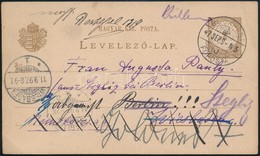 1897 Díjjegyes Levelezőlap Budapestről Wiesbadenbe, Onnan Továbbküldve Berlinbe, Végül Steiglitzbe. Érdeles Küldemény - Other & Unclassified