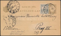 1900 2kr Díjjegyes Levelezőlap Turul 1f Vegyes Bérmentesítéssel Prágába - Autres & Non Classés