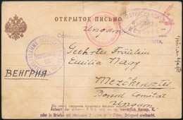 1915 Orosz Hadifogságból Feladott Cári Levelezőlap Péterváradi Orosz Cenzúrával / P.O.W. Postcard From Russia With Censo - Otros & Sin Clasificación