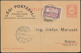 1920 Légi Levelezőlap Budapestről Sopronba, érkeztetve - Other & Unclassified