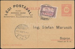 1920 Légi Levelezőlap Budapestről Sopronba, érkeztetve - Andere & Zonder Classificatie